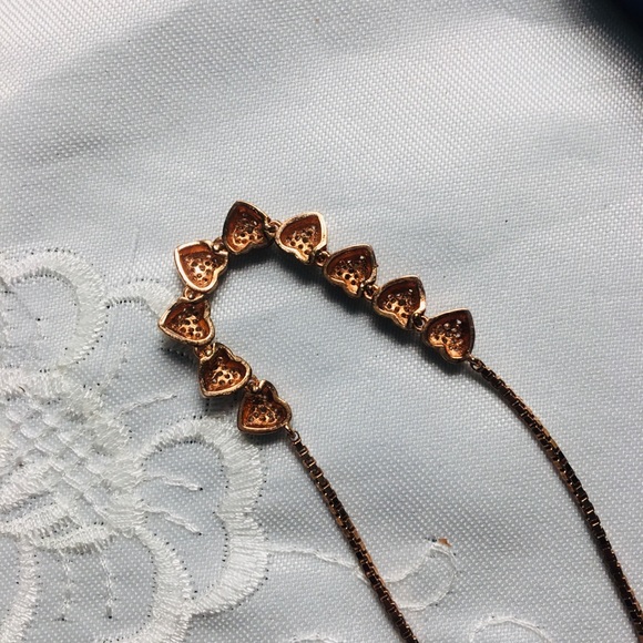 Rose Gold Sterling Silver Heart Adjust Bracelet - Picture 5 of 9